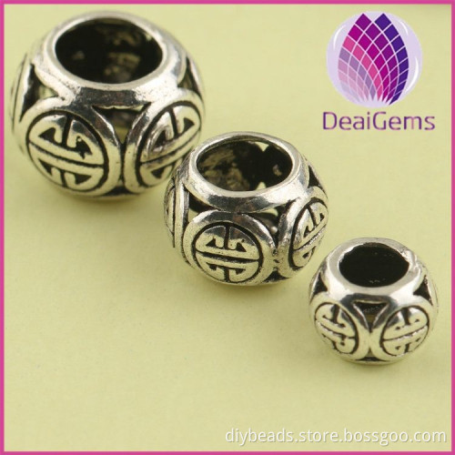 carved solid 925 sterling silver round loose beads buddha charm beads